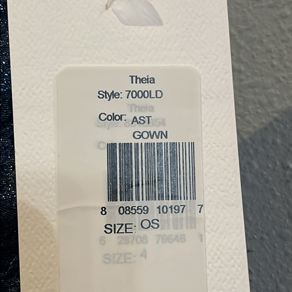 Theia Edith One-Shoulder High-Low Jacquard Gown - Picture 9 of 17